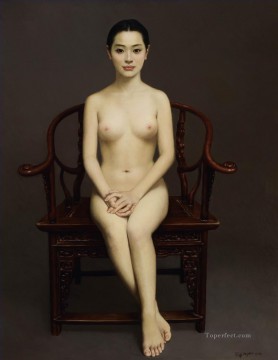 古代の椅子の中国人少女のヌード Oil Paintings